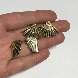 Vintage Goldtone Fan Earrings